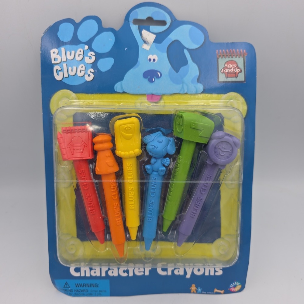 Vintage 1998 BLUES CLUES Character Crayons 6pk By NICK JR. N.O.S
